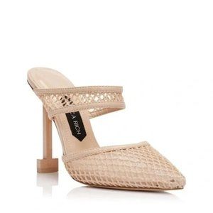 🆕JESSICA RICH Ysabelle Fishnet Pointed Toe Heels Shoes Beige 9